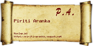 Piriti Aranka névjegykártya